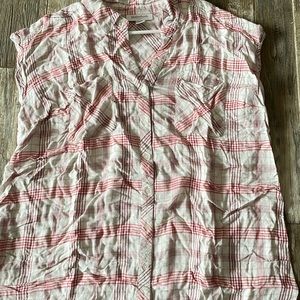 White & Pink Plaid Maternity Shirt